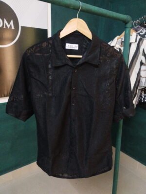 Men's Netted 5 sleeve white shirt