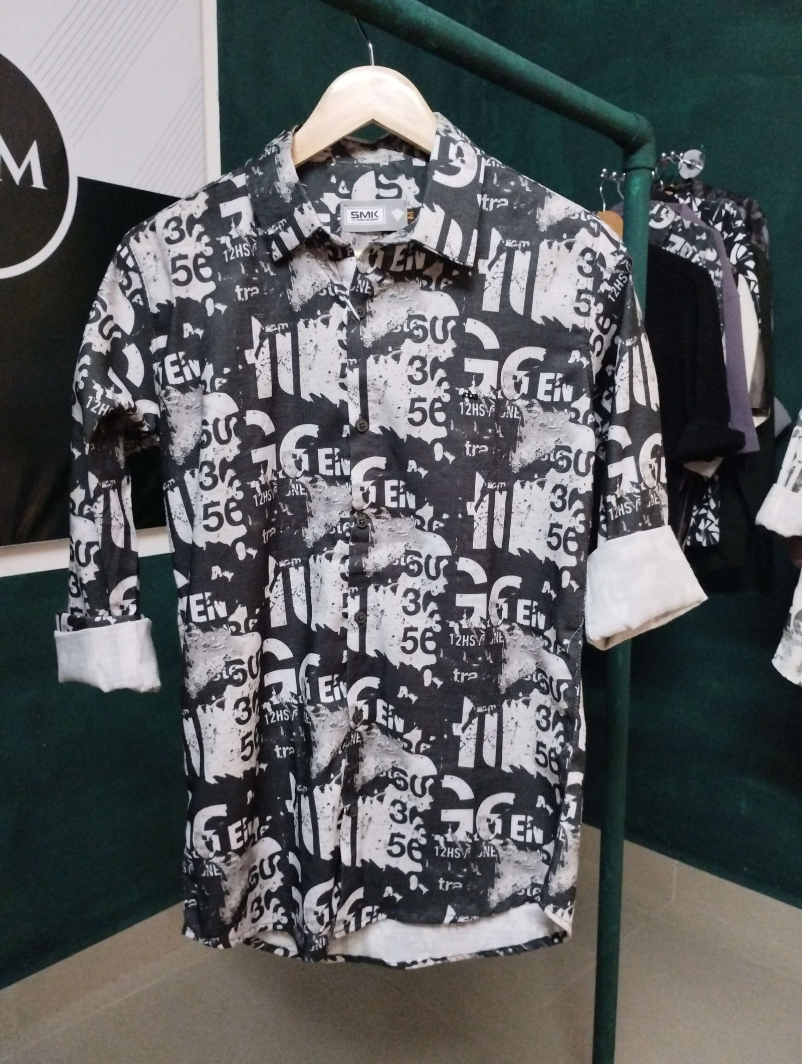 Black with White & Tan Graphic Print for Men – Full Sleeves