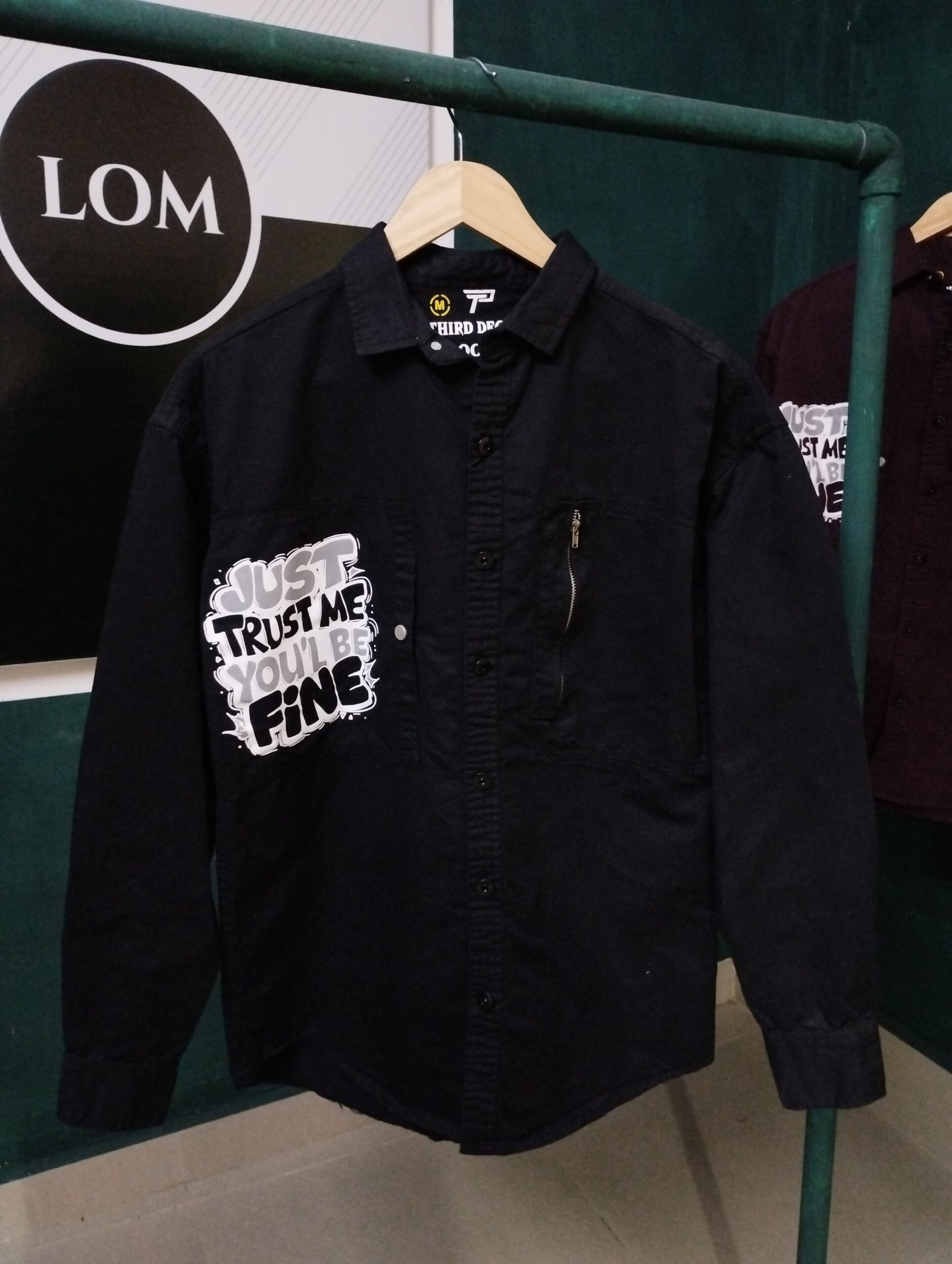 Dark Black Button-Up Shirt with Graphic Print – Stylish & Bold Casual Wear - cargo shirt
