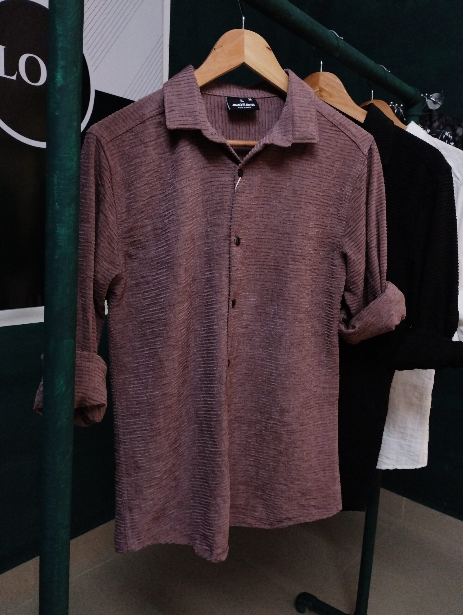 Men’s Wine Textured Cotton Shirt – Full Sleeve Elegant Smart Casual Wear