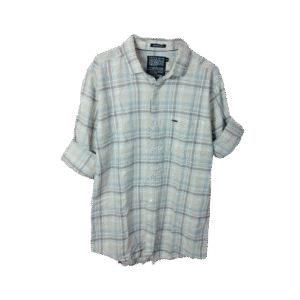 Beige and Gray Plaid Cotton Shirt – Casual & Semi-Formal Wear