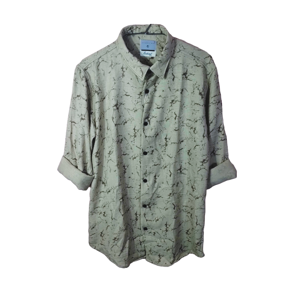 Cream & Black Abstract Print Shirt for Men – Short Sleeves