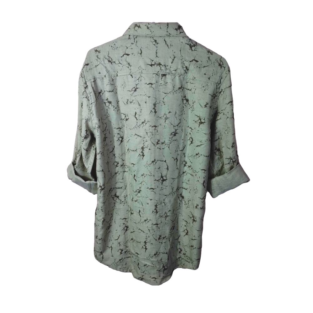 Cream & Black Abstract Print Shirt for Men – Short Sleeves