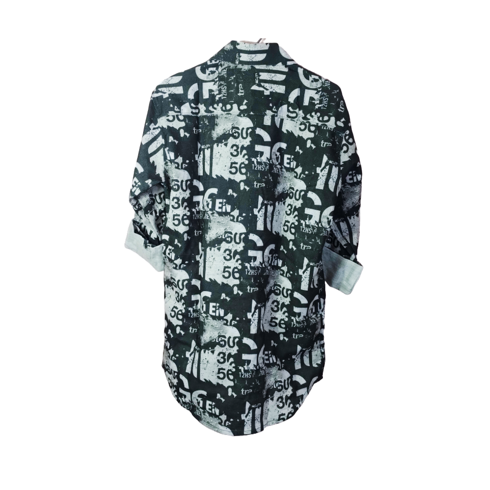 Black with White & Tan Graphic Print for Men – Full Sleeves