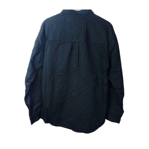 Dark Black Button-Up Shirt with Graphic Print – Stylish & Bold Casual Wear