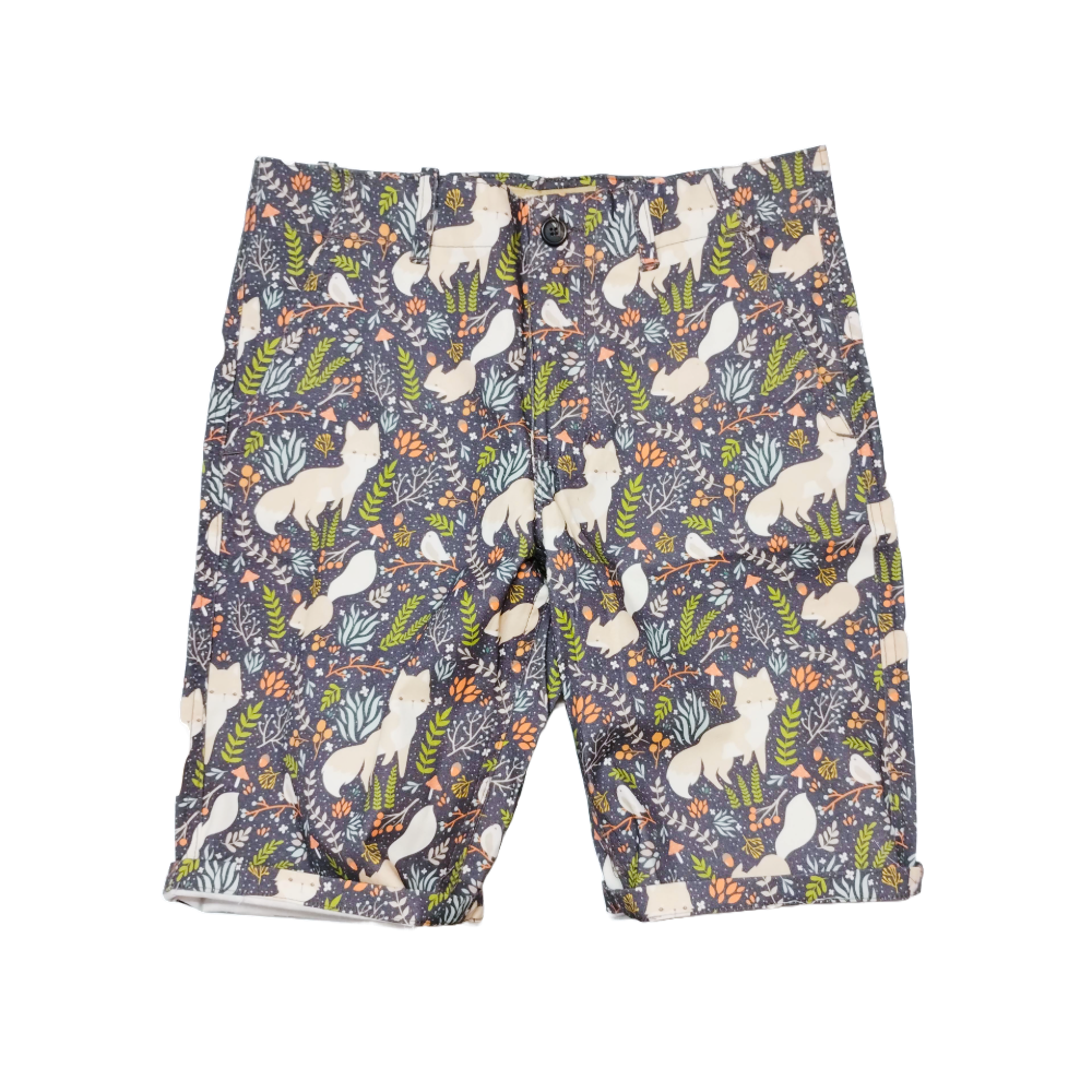 Men's Cotton Shorts with Fox & Nature Print – Unique & Comfortable Casual Wear