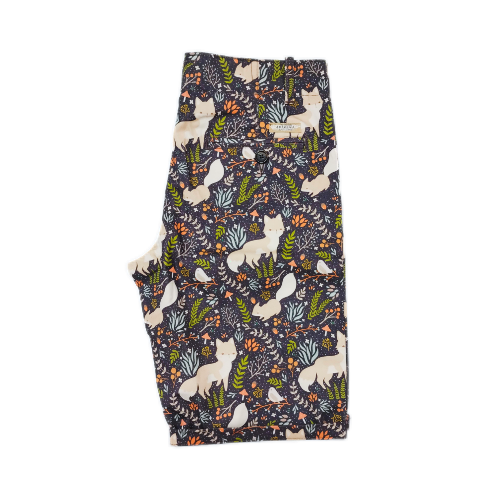 Men's Cotton Shorts with Fox & Nature Print – Unique & Comfortable Casual Wear