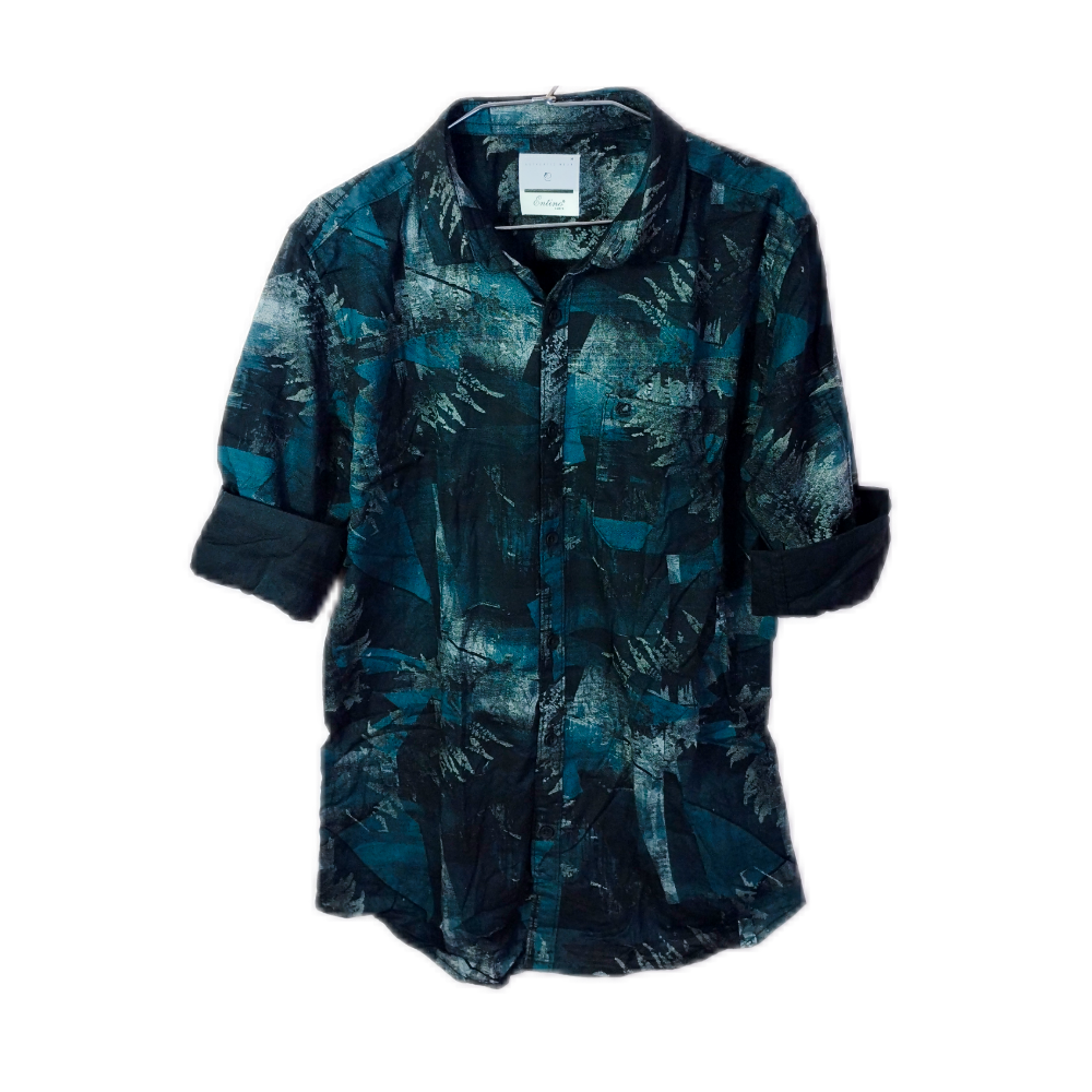 Dark Blue, Teal & Black Abstract Print Shirt – Casual Wear