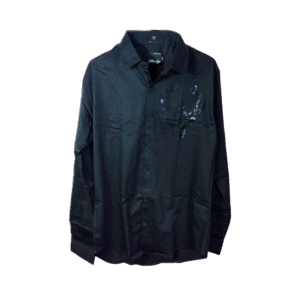 Black Cotton Party Wear Shirt with Embroidered Design – Elegant & Stylish