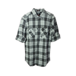 BACK PRINT CHECK SHIRT - Black & White Checkered Cotton Shirt