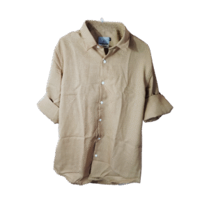 Beige Linen Shirt – Long Sleeve with Roll-Up Style Lightweight Casual Wear