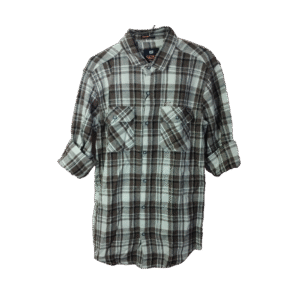 BACK PRINT CHECK SHIRT - Men's Brown & White Flannel Check Shirt