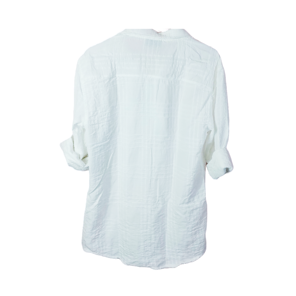 Off-White Textured Cotton Shirt – Full Sleeve Button-Up Smart Casual Wear