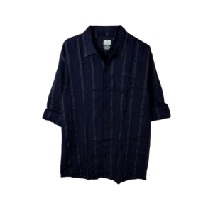 Navy Blue Striped Cotton Shirt – Full Sleeve Casual Wear